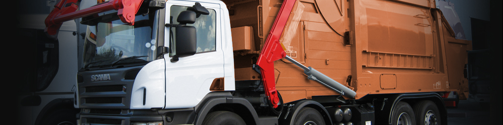 waste truck on street market banner 